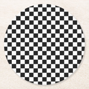Porta-copo De Papel Redondo Checkerboard preto e branco clássico por STaylor