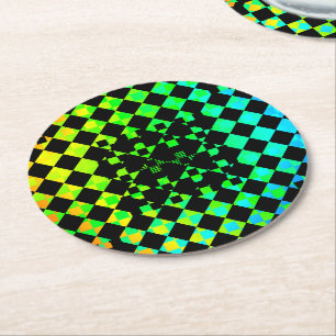 Porta-copo De Papel Redondo Checkered Twist por Kenneth Yoncich