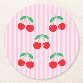 Porta-copo De Papel Redondo Cherry Paper Round Coasters