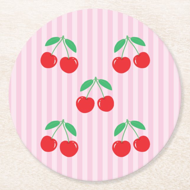Porta-copo De Papel Redondo Cherry Paper Round Coasters (Frente)