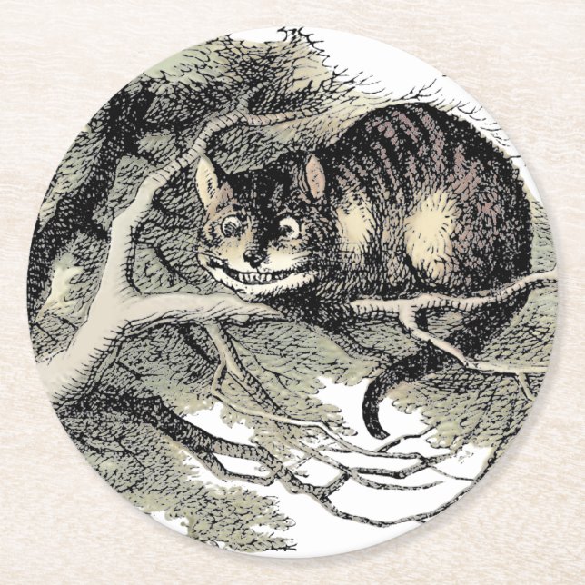 Porta-copo De Papel Redondo Cheshire Cat Alice Wonderland Classic (Frente)
