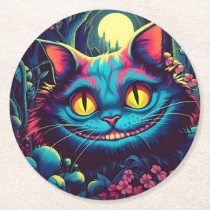 Porta-copo De Papel Redondo Cheshire Cat Sorrindo Alice no País das Maravilhas