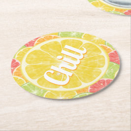 Porta-copo De Papel Redondo Chill Lemon Citrus Slices