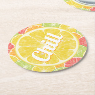 Porta-copo De Papel Redondo Chill Lemon Citrus Slices