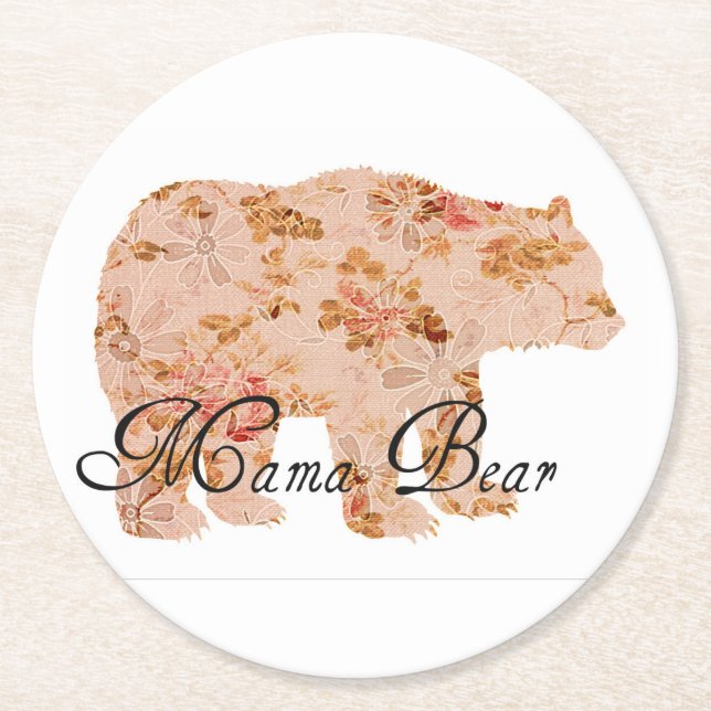 Porta-copo De Papel Redondo Chique Mama Bear (Frente)