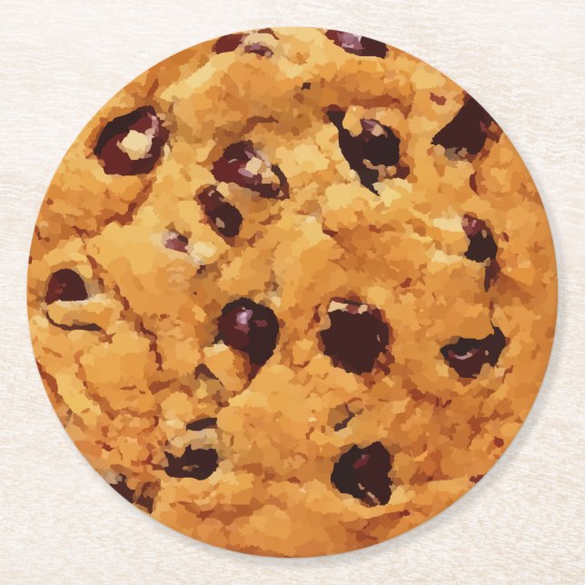 Porta-copo De Papel Redondo Chocolate Chip Cookie Funny (Frente)