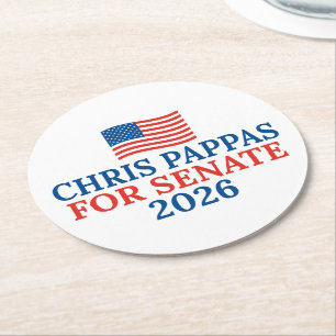Porta-copo De Papel Redondo Chris Pappas para Senado Eleição do Partido de 202