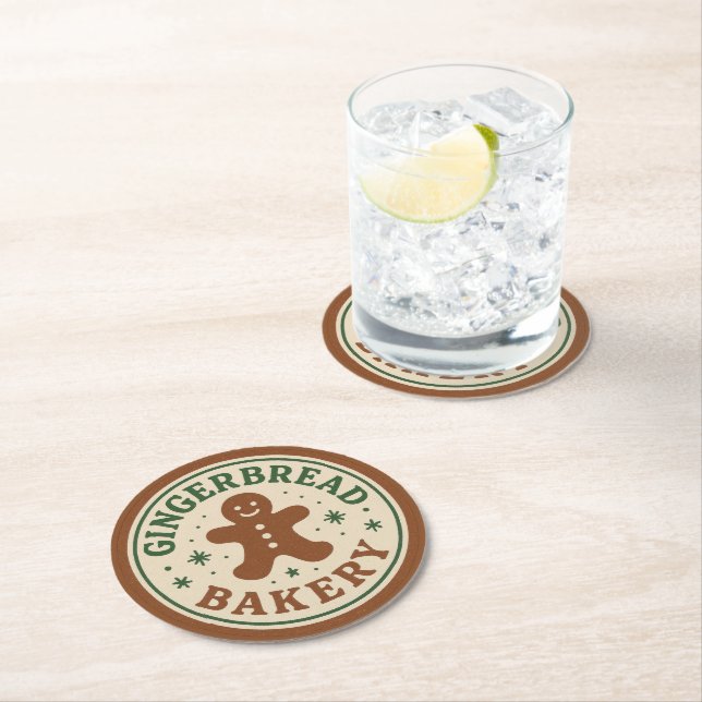 Porta-copo De Papel Redondo Christmas Holiday Gingerbread Bakery (Insitu)