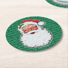 Porta-copo De Papel Redondo Christmas Santa Winks Cute Holiday Cute Pattern 6