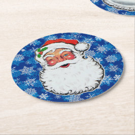 Porta-copo De Papel Redondo Christmas Santa Winks Cute Holiday Cute Pattern 6