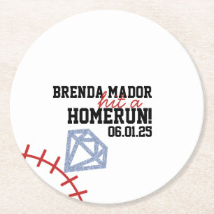 Porta-copo De Papel Redondo Chuva de Brilho no Casamento de Beisebol Esportivo