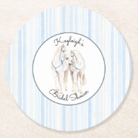 Chuva de Noiva Listras Cavalos Branco Azul Bebê