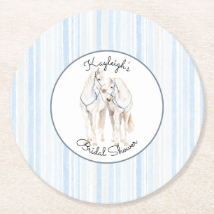 Porta-copo De Papel Redondo Chuva de Noiva Listras Cavalos Branco Azul Bebê