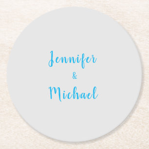 Porta-copo De Papel Redondo Cinza Azul Clássica de Casamento