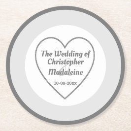 Porta-copo De Papel Redondo Cinzas de Prata Simples e Casamento Branco