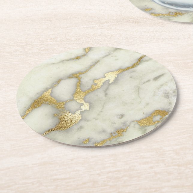 Porta-copo De Papel Redondo cinzas e pedra mármore do ouro (Angulado)