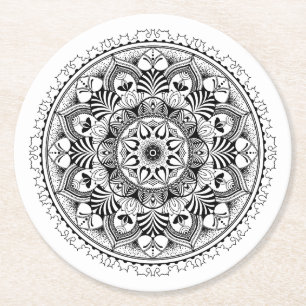Porta-copo De Papel Redondo Círculo da mandala