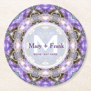 Porta-copo De Papel Redondo Círculo de Porta copos de papel Purple claro+Monog