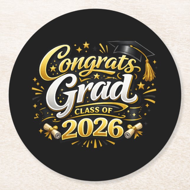 Porta-copo De Papel Redondo Class of 2026 (Frente)