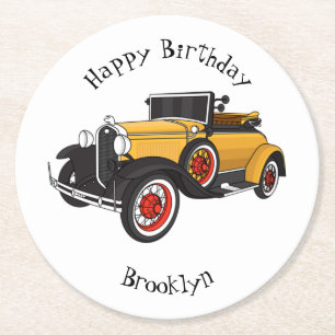 Porta-copo De Papel Redondo Classic yellow car 1931