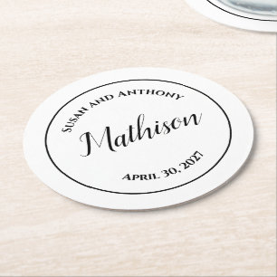 Porta-copo De Papel Redondo Coasters de Design personalizado para o casamento