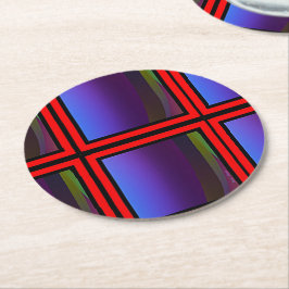 Porta-copo De Papel Redondo Coasters de Xadrez Vermelha Azul