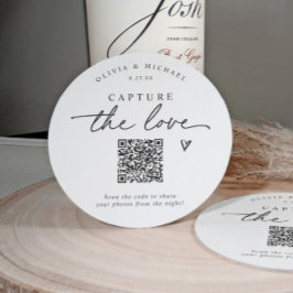 Porta-copo De Papel Redondo Código QR de Compartilhamento de Fotos de Casament