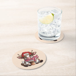 Porta-copo De Papel Redondo Coffee Addict Cow