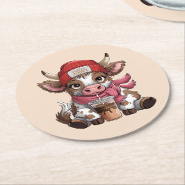 Porta-copo De Papel Redondo Coffee Addict Cow