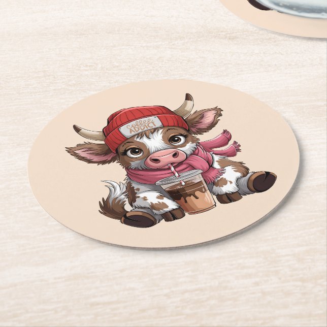 Porta-copo De Papel Redondo Coffee Addict Cow (Angulado)