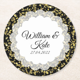 Porta-copo De Papel Redondo Colagem de Pó Dourada