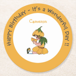 Porta-copo De Papel Redondo Coleção de Flower Whimsic Child