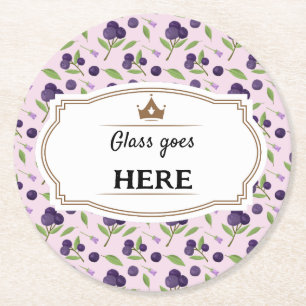 Porta-copo De Papel Redondo Coleção de padrões da cesta de fruta - Airelas azu