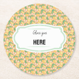 Porta-copo De Papel Redondo Coleção de padrões da cesta de fruta - Limão