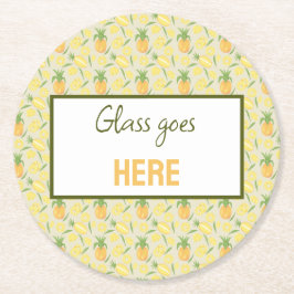 Porta-copo De Papel Redondo Coleção de padrões da fruta - Ananases