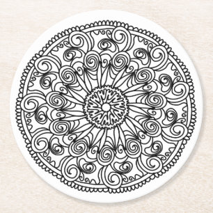 Porta-copo De Papel Redondo colorir a porta copos das flores