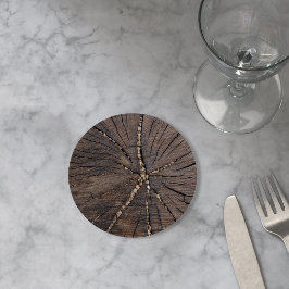 Porta-copo De Papel Redondo Coluna De Árvore De Fatia De Madeira Antiga