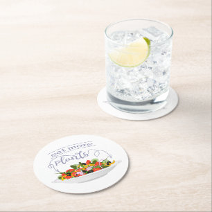 Porta-copo De Papel Redondo Coma mais plantas com cartazes de motivação de sal