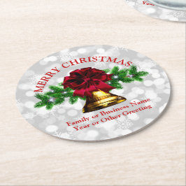 Porta-copo De Papel Redondo Combinação - Set Dourado Bell Red Arco Natal