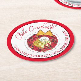 Porta-copo De Papel Redondo Comida de jantar da Competição Chili Chili Soup Co