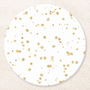 Porta-copo De Papel Redondo Confete Falso Dourado Brilhante Casamento Recepção