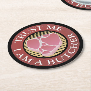 Porta-copo De Papel Redondo Confie em mim, eu sou um osso-açougueiro
