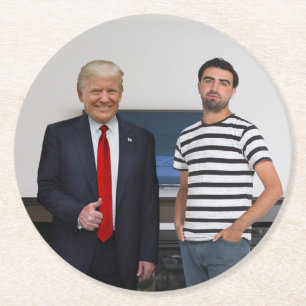 Porta-copo De Papel Redondo Conheceu o Presidente Donald Trump Adicione Sua F