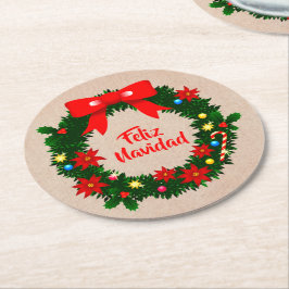 Porta-copo De Papel Redondo Conjunto de Feliz Navidad Feliz Arco de Terra de N