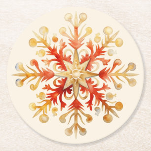 Porta-copo De Papel Redondo Conjunto de Natal Floco de Neve de 6