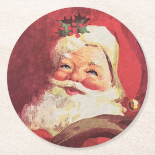 Porta-copo De Papel Redondo Conjunto de Natal Papai Noel de 6