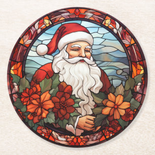 Porta-copo De Papel Redondo Conjunto de Natal Papai Noel de 6 peças