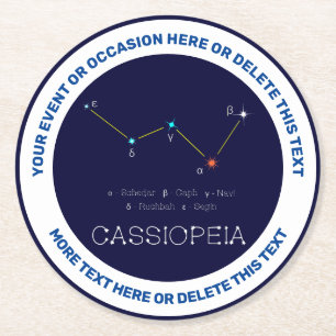 Porta-copo De Papel Redondo Constelação do Hemisfério norte Cassioipeia