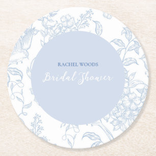 Porta-copo De Papel Redondo Convite de Chuveiro de Noiva Something Blue Wildfl