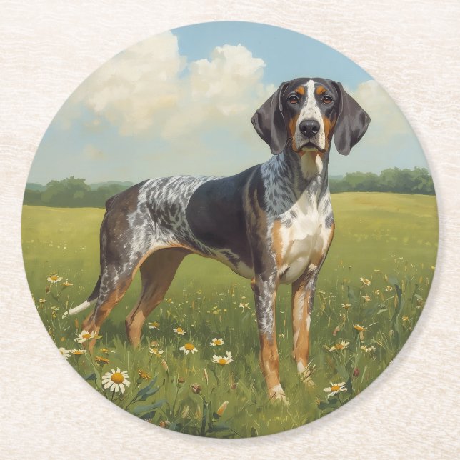 Porta-copo De Papel Redondo Coonhound Bluetick (Frente)